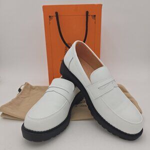 Mona Flying Womens Penny Loafer 7M‎ White Sheepskin Moyona Shoes Slip On Leather